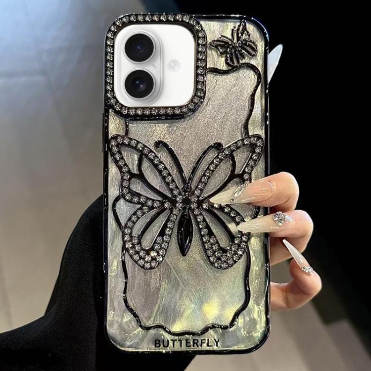 For iPhone 16 Butterfly Electroplating TPU Phone Case with Epoxy Cardboard