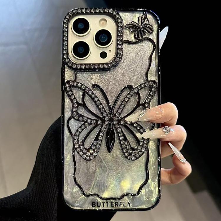 For iPhone 15 Pro Max Butterfly Electroplating TPU Phone Case with Epoxy Cardboard