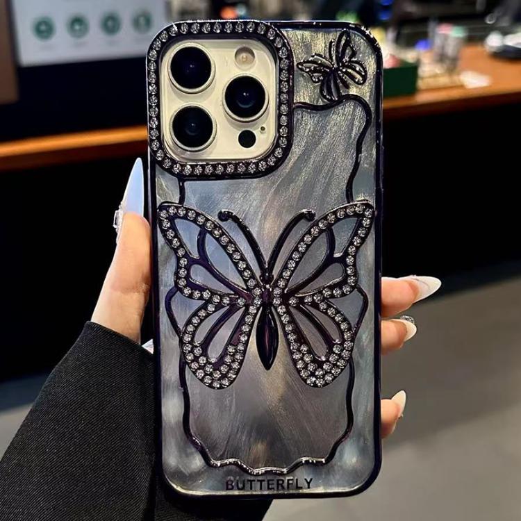 For iPhone 15 Pro Butterfly Electroplating TPU Phone Case with Epoxy Cardboard