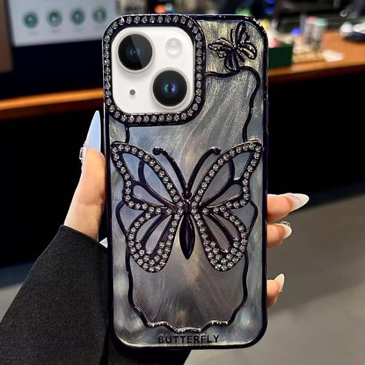 For iPhone 15 Butterfly Electroplating TPU Phone Case with Epoxy Cardboard