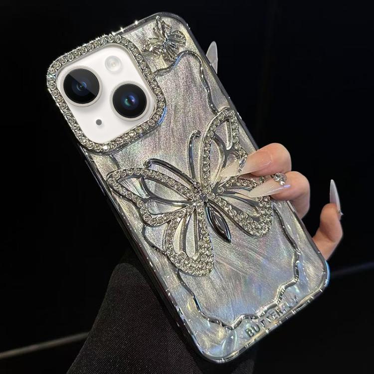 For iPhone 14 Butterfly Electroplating TPU Phone Case with Epoxy Cardboard
