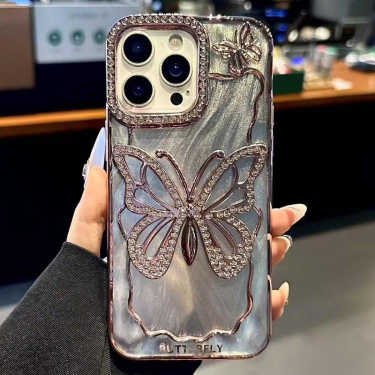 For iPhone 14 Pro Max Butterfly Electroplating TPU Phone Case with Epoxy Cardboard