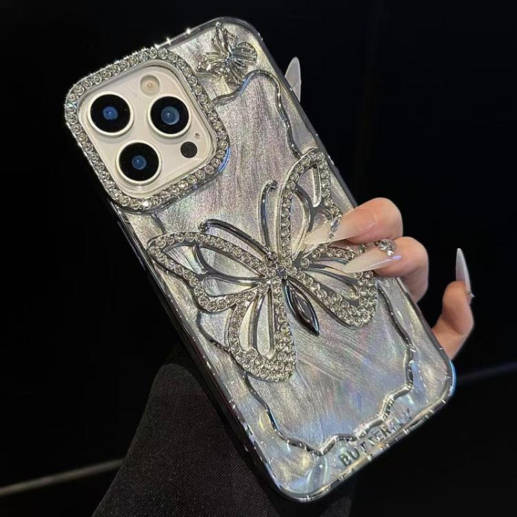 For iPhone 13 Pro Butterfly Electroplating TPU Phone Case with Epoxy Cardboard