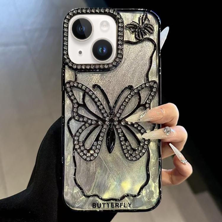For iPhone 13 Butterfly Electroplating TPU Phone Case with Epoxy Cardboard