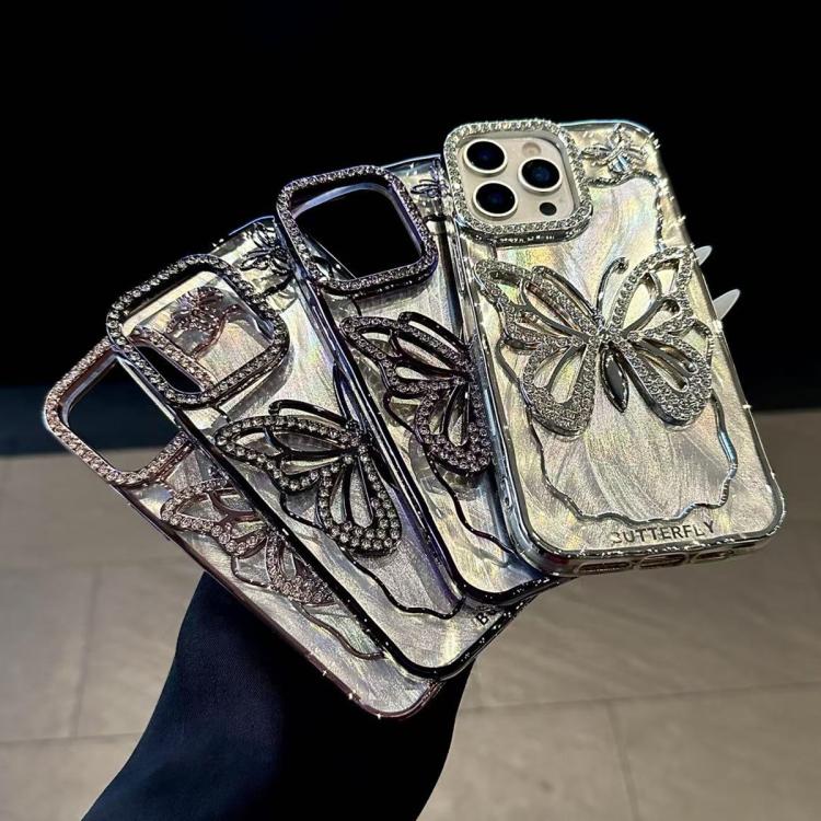 For iPhone 17 Butterfly Electroplating TPU Phone Case with Epoxy Cardboard