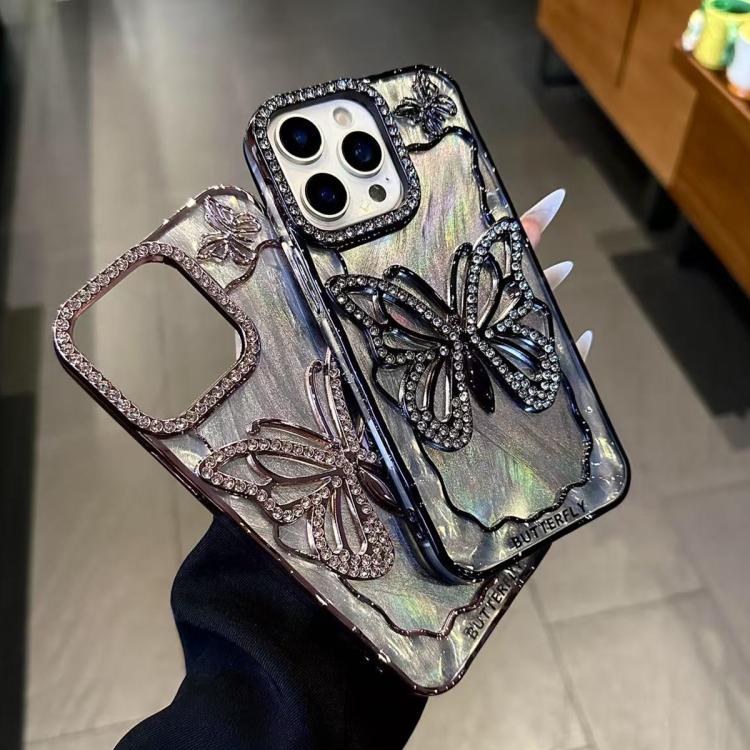 For iPhone 13 Butterfly Electroplating TPU Phone Case with Epoxy Cardboard