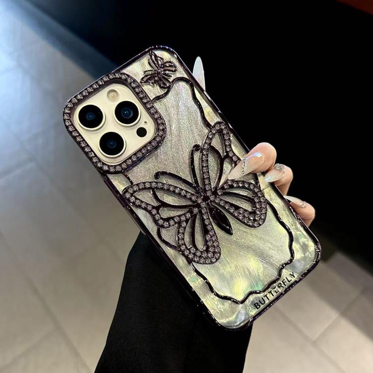For iPhone 14 Pro Max Butterfly Electroplating TPU Phone Case with Epoxy Cardboard