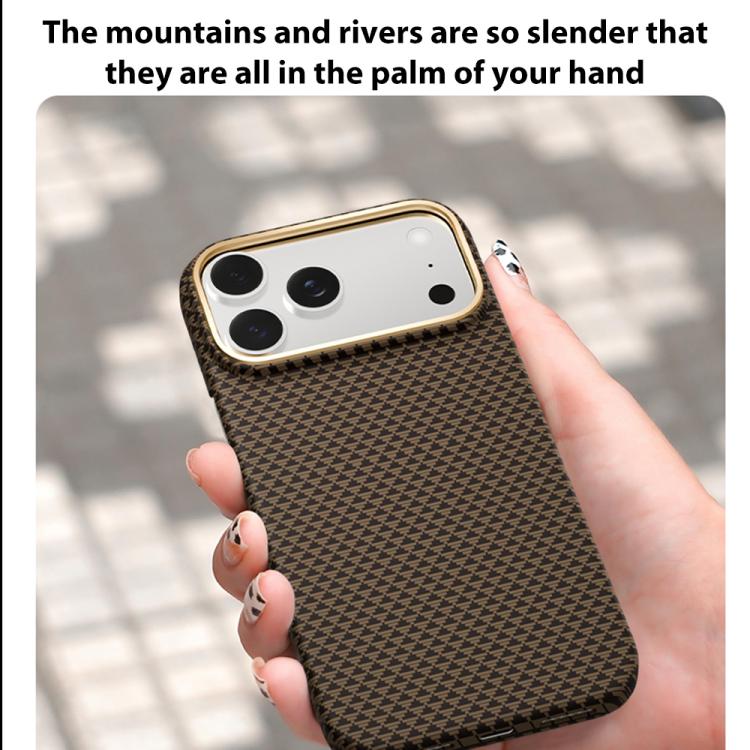 For iPhone 17 Pro Max Metal Frame Nanofiber MagSafe Magnetic Phone Case