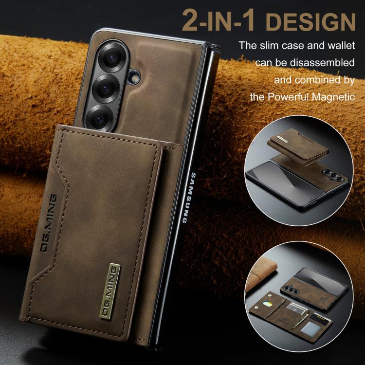 For Galaxy Z Fold7 5G DG.MING M2 Series 3-Fold Multi Card Bag hybrid Magnetic Phone Case with Long Lanyard