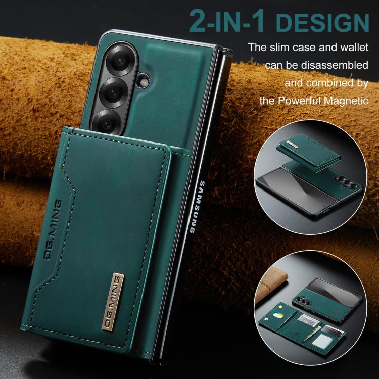For Galaxy Z Fold7 5G DG.MING M2 Series 3-Fold Multi Card Bag hybrid Magnetic Phone Case with Long Lanyard