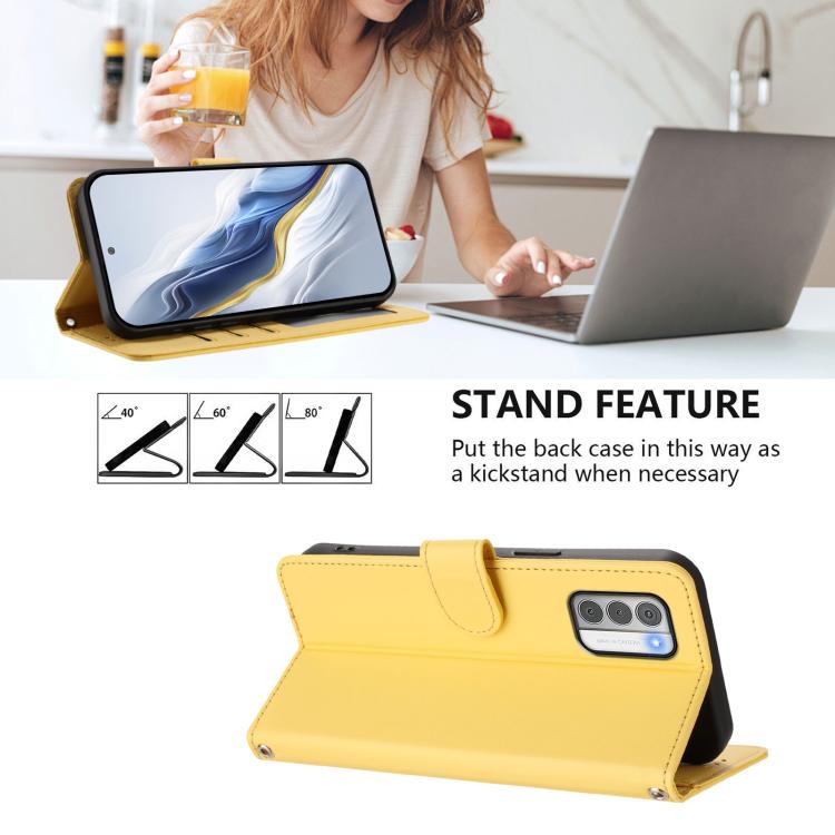 For Nokia G42 / G310 Embossed Heart Cat Leather Phone Case with Hand Strap