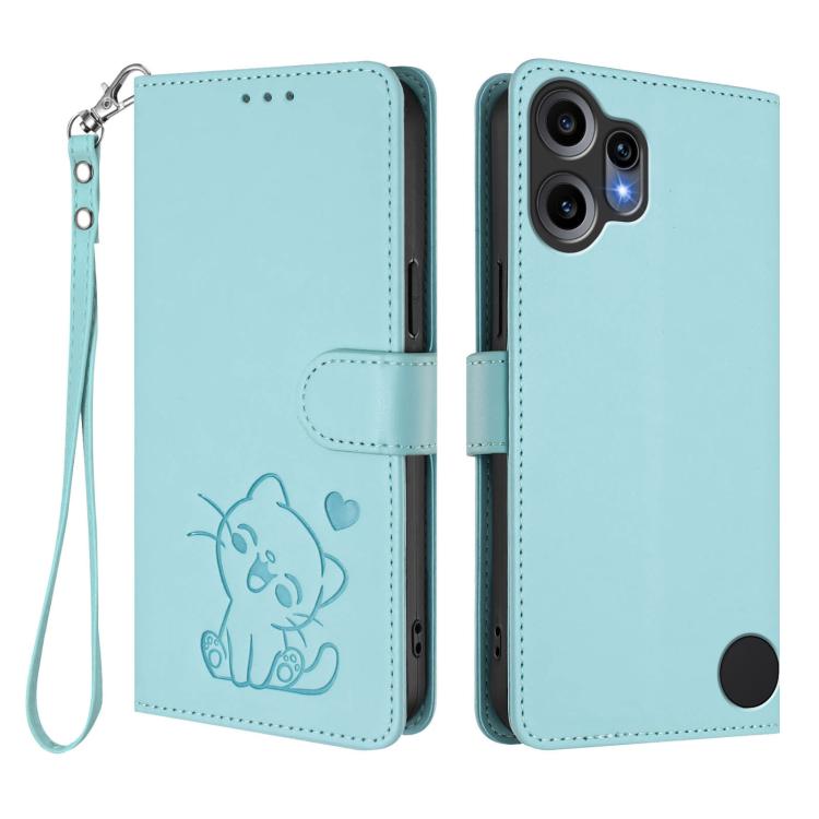 For Nothing CMF Phone 2 Pro Embossed Heart Cat Leather Phone Case with Hand Strap