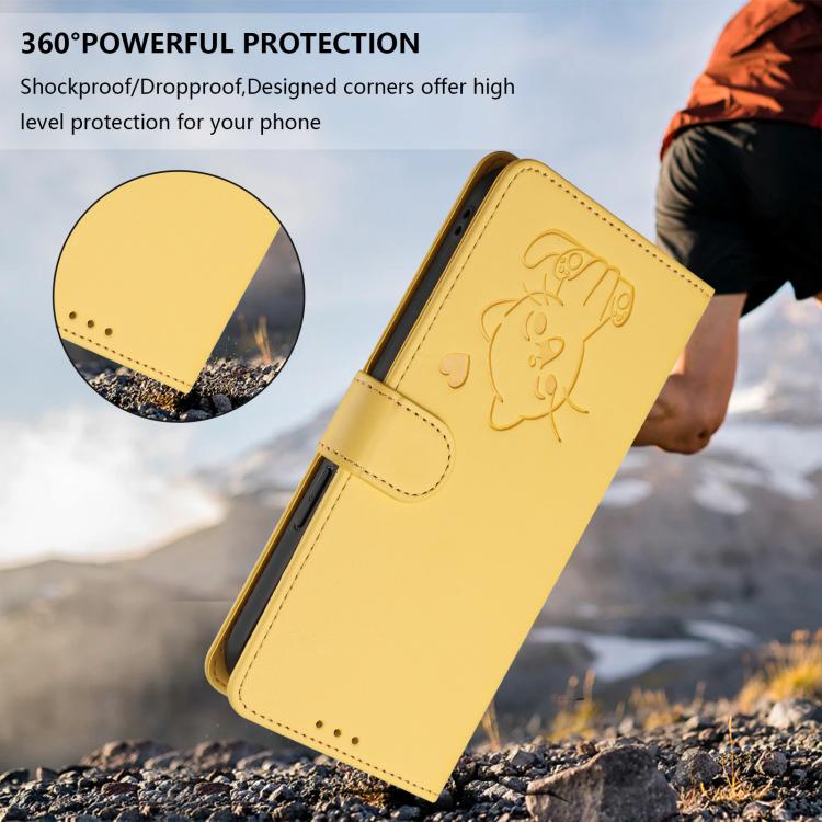 For Sony Xperia 10 VII Embossed Heart Cat Leather Phone Case with Hand Strap