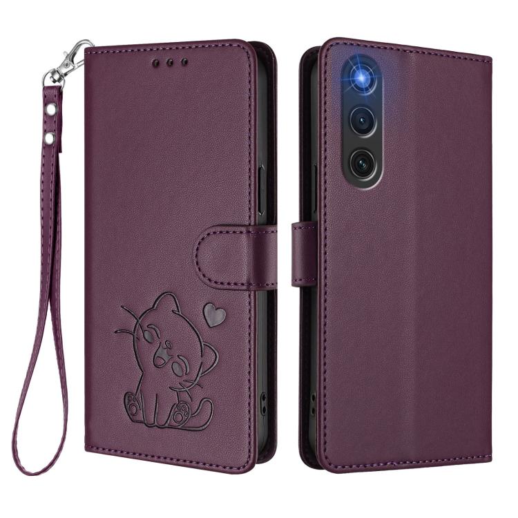 For ZTE nubia RedMagic 10 Air Embossed Heart Cat Leather Phone Case with Hand Strap