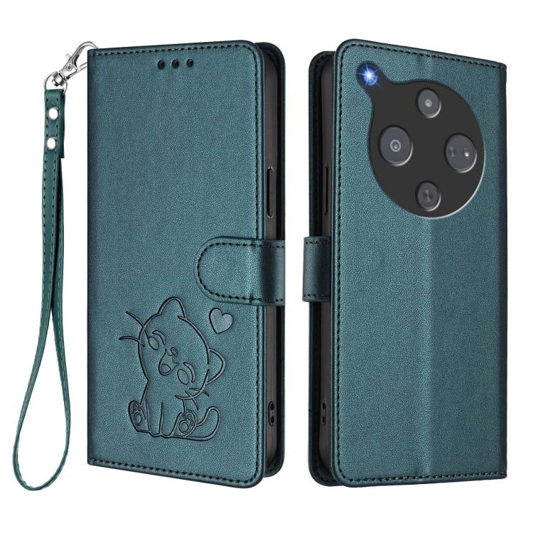 For ZTE nubia P9 Pro 5G / Optus X Pro 2 5G Embossed Heart Cat Leather Phone Case with Hand Strap