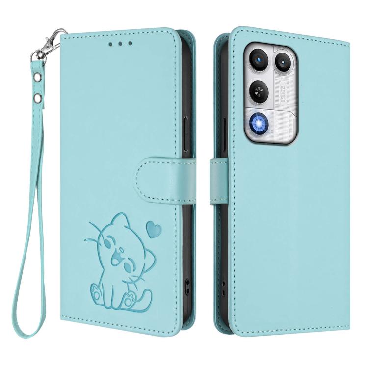 For ZTE nubia RedMagic 11 Air Embossed Heart Cat Leather Phone Case with Hand Strap