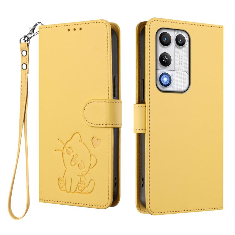 For ZTE nubia RedMagic 11 Air Embossed Heart Cat Leather Phone Case with Hand Strap