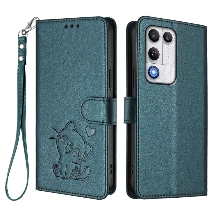For ZTE nubia RedMagic 11 Air Embossed Heart Cat Leather Phone Case with Hand Strap
