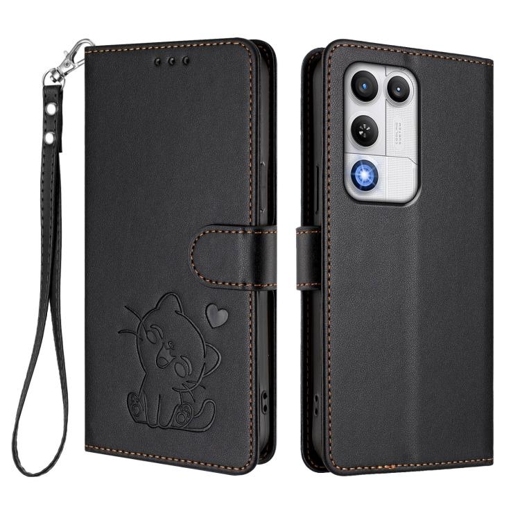 For ZTE nubia RedMagic 11 Air Embossed Heart Cat Leather Phone Case with Hand Strap