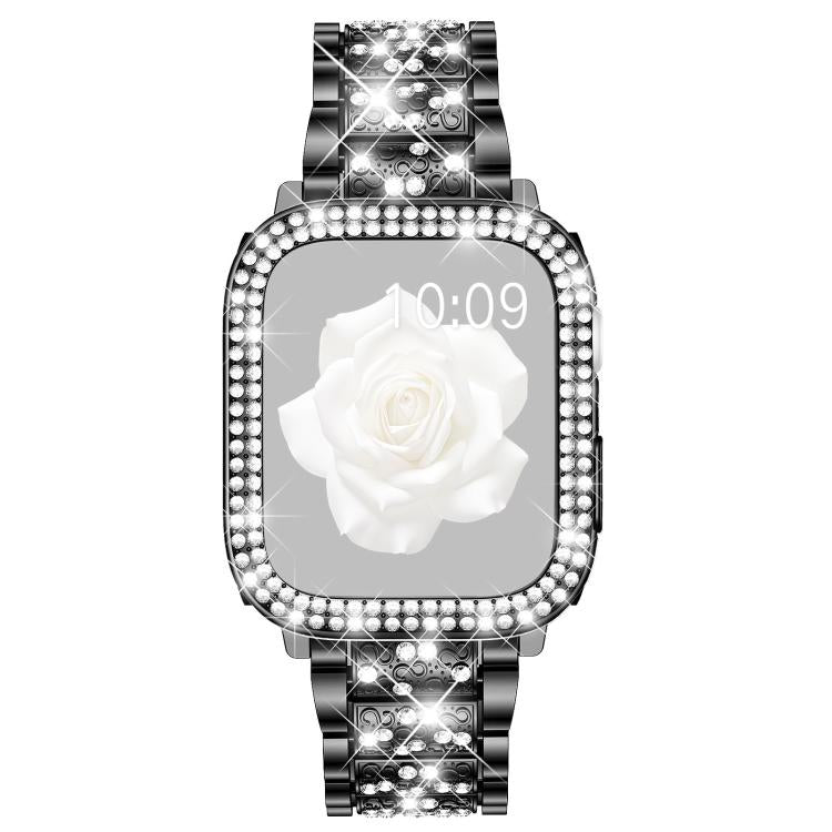 For Apple Watch Series 44mm xDfind Diamond Jewelry Metal Watch Band with Case