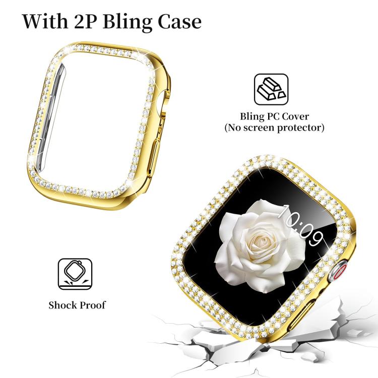 For Apple Watch Series 40mm xDfind Diamond Jewelry Metal Watch Band with Case