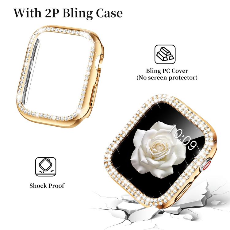 For Apple Watch Series 40mm xDfind Diamond Jewelry Metal Watch Band with Case