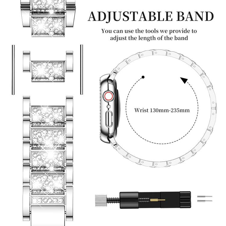 For Apple Watch Series 40mm xDfind Diamond Jewelry Metal Watch Band with Case