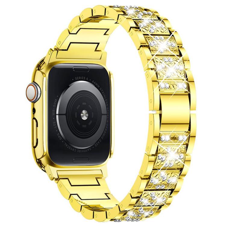 For Apple Watch Series 45mm xDfind Diamond Jewelry Metal Watch Band with Case