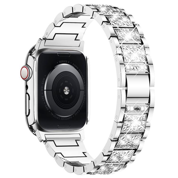 For Apple Watch Series 45mm xDfind Diamond Jewelry Metal Watch Band with Case