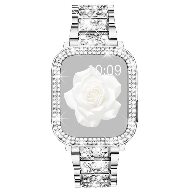 For Apple Watch Series 45mm xDfind Diamond Jewelry Metal Watch Band with Case