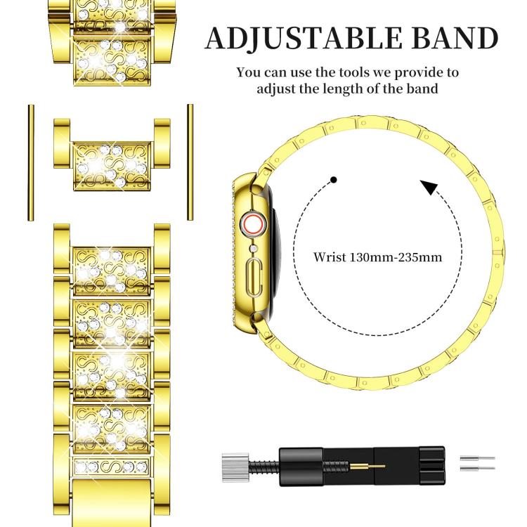For Apple Watch Series 41mm xDfind Diamond Jewelry Metal Watch Band with Case