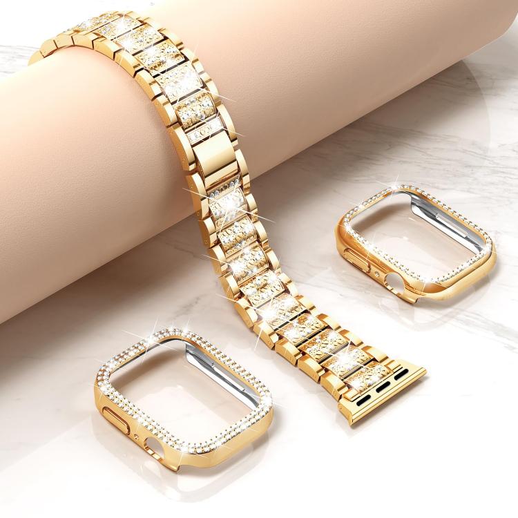 For Apple Watch Series 41mm xDfind Diamond Jewelry Metal Watch Band with Case