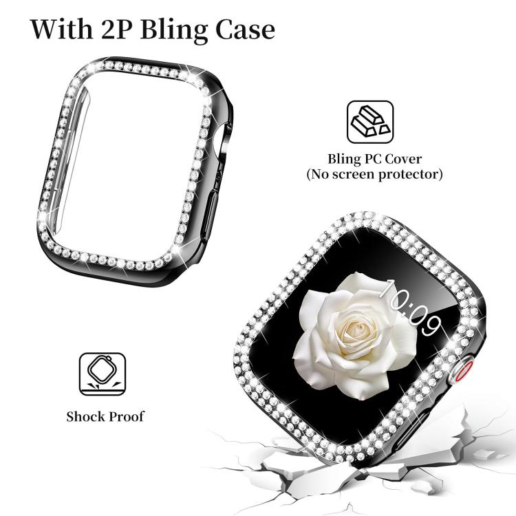 For Apple Watch Series 38mm xDfind Diamond Jewelry Metal Watch Band with Case
