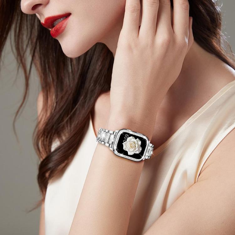 For Apple Watch Series 38mm xDfind Diamond Jewelry Metal Watch Band with Case