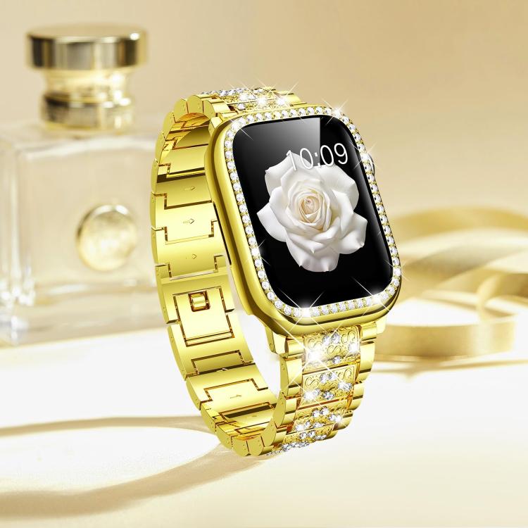 For Apple Watch Series 42mm xDfind Diamond Jewelry Metal Watch Band with Case