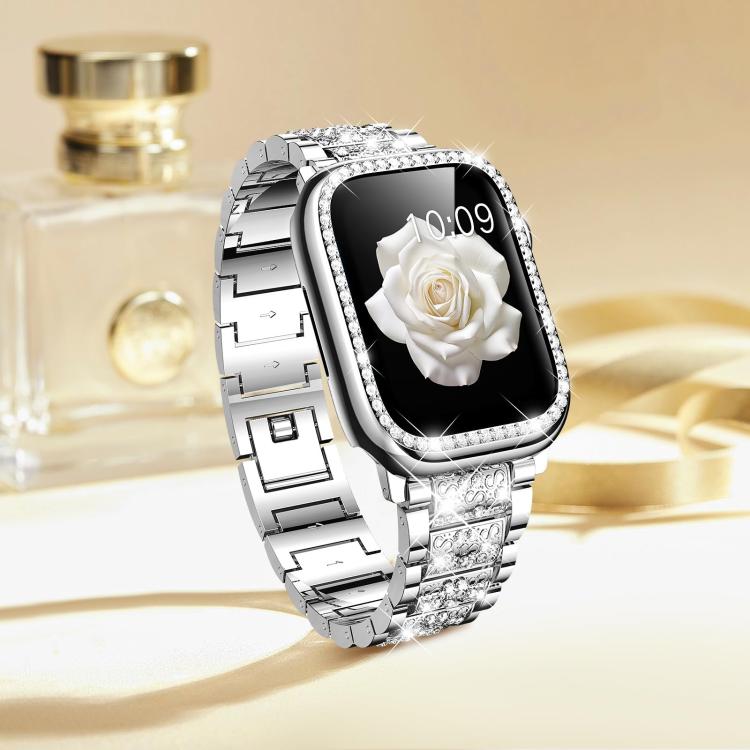 For Apple Watch Series 42mm xDfind Diamond Jewelry Metal Watch Band with Case