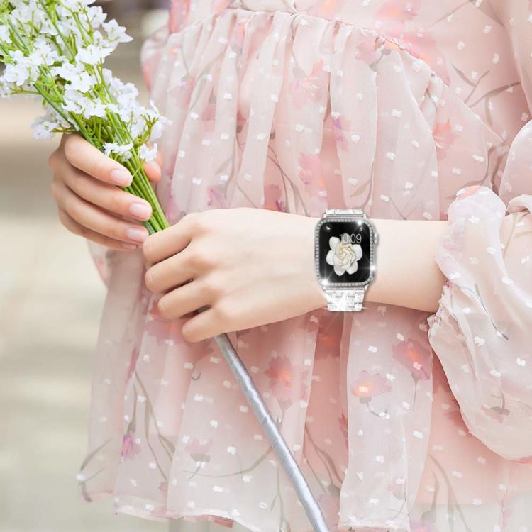 For Apple Watch Series 10 46mm xDfind Bling Diamond Jewelry Metal Watch Band with Case