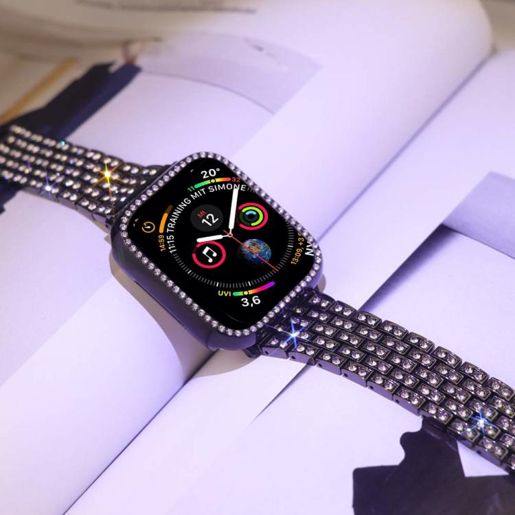 For Apple Watch Series 44mm xDfind Bling Diamond Jewelry Metal Watch Band with Case