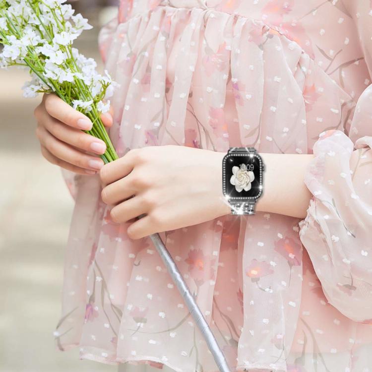 For Apple Watch Series 44mm xDfind Bling Diamond Jewelry Metal Watch Band with Case