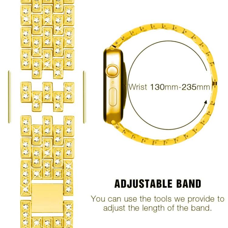 For Apple Watch Series 44mm xDfind Bling Diamond Jewelry Metal Watch Band with Case