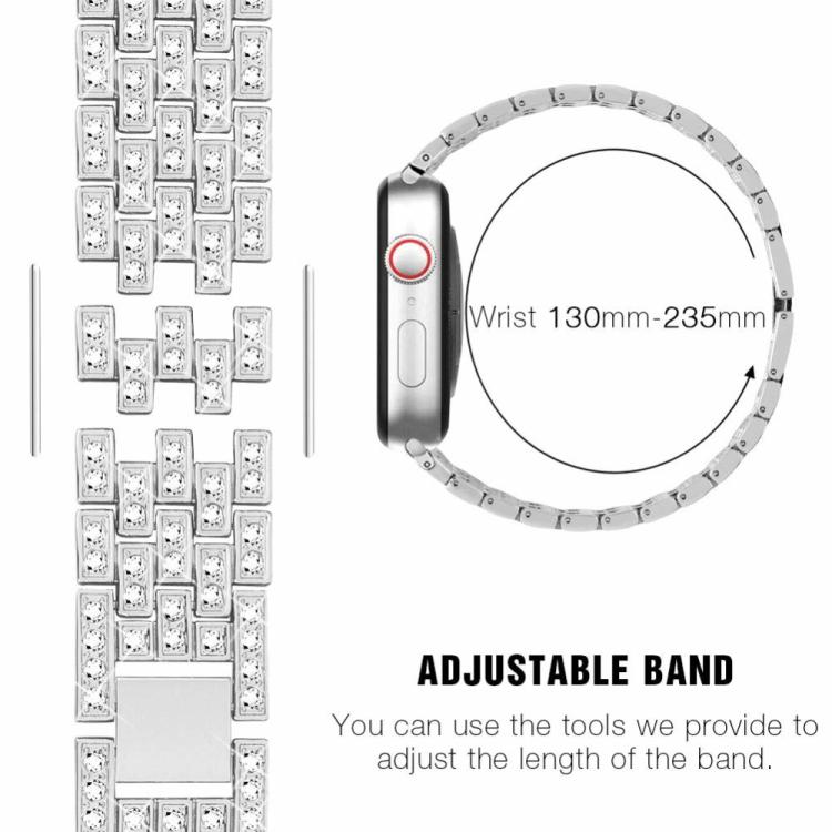 For Apple Watch Series 44mm xDfind Bling Diamond Jewelry Metal Watch Band with Case