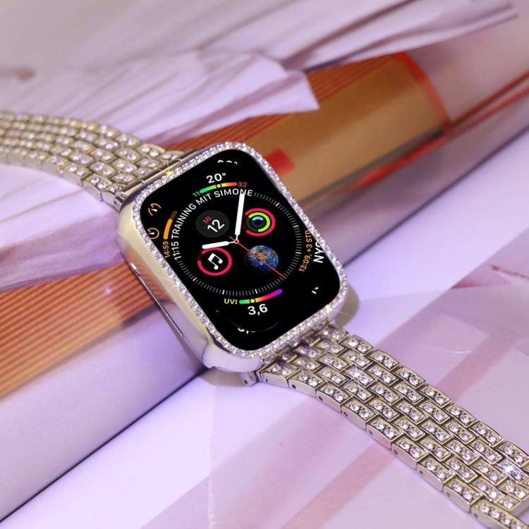 For Apple Watch Series 38mm xDfind Bling Diamond Jewelry Metal Watch Band with Case