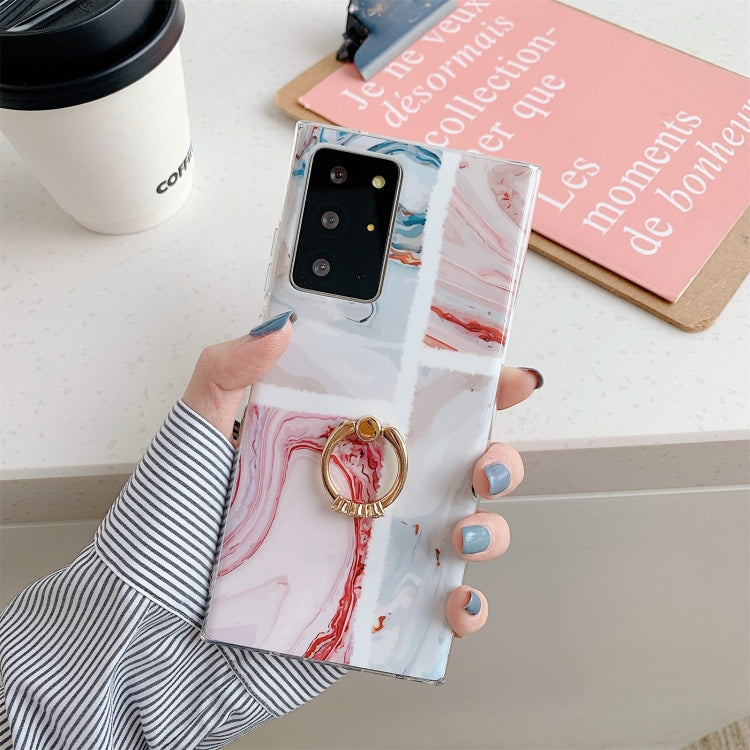 For Samsung Galaxy Note20 Ocean Wave Coral IMD Glossy Marble Phone Case with Ring Holder