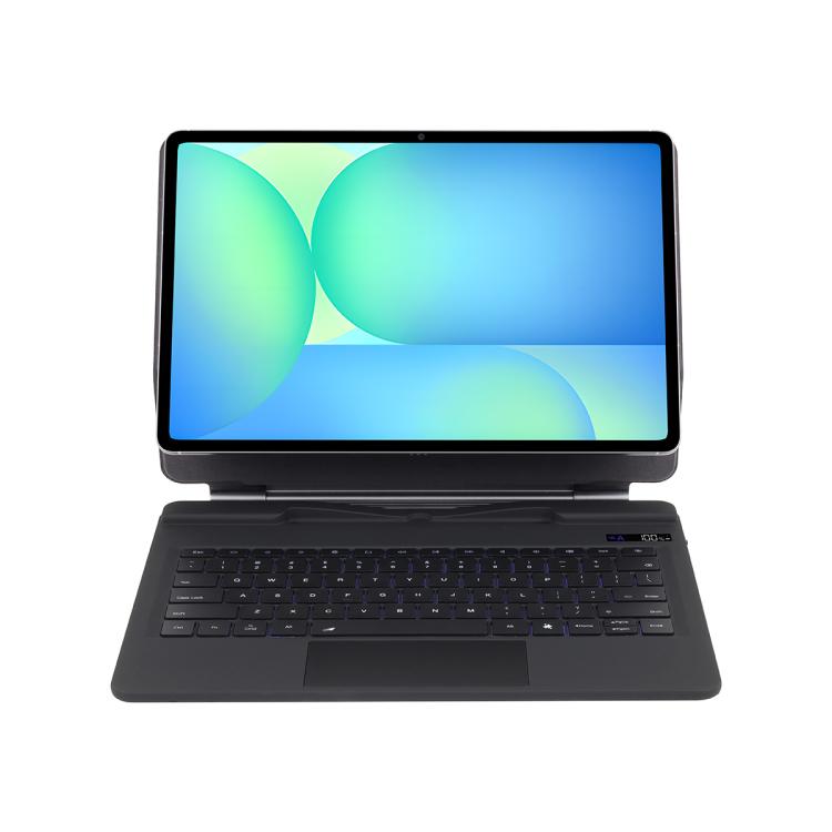 For Samsung Galaxy Tab S10 FE+ P820 Magnetic Bluetooth Keyboard Leather Tablet Case - Black