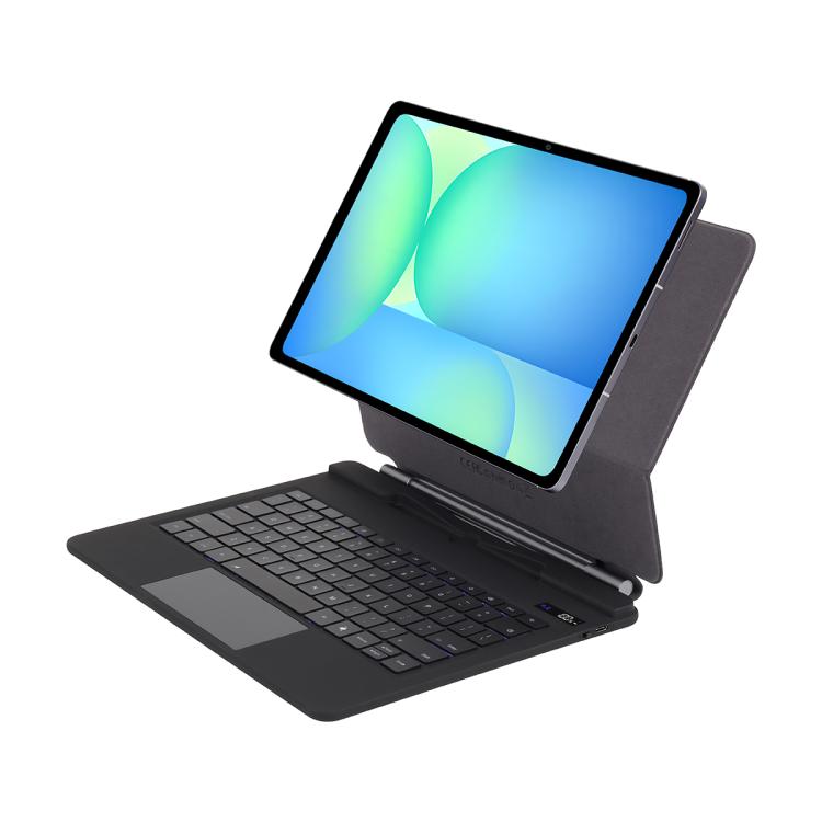 For Samsung Galaxy Tab S10 FE+ P820 Magnetic Bluetooth Keyboard Leather Tablet Case - Black