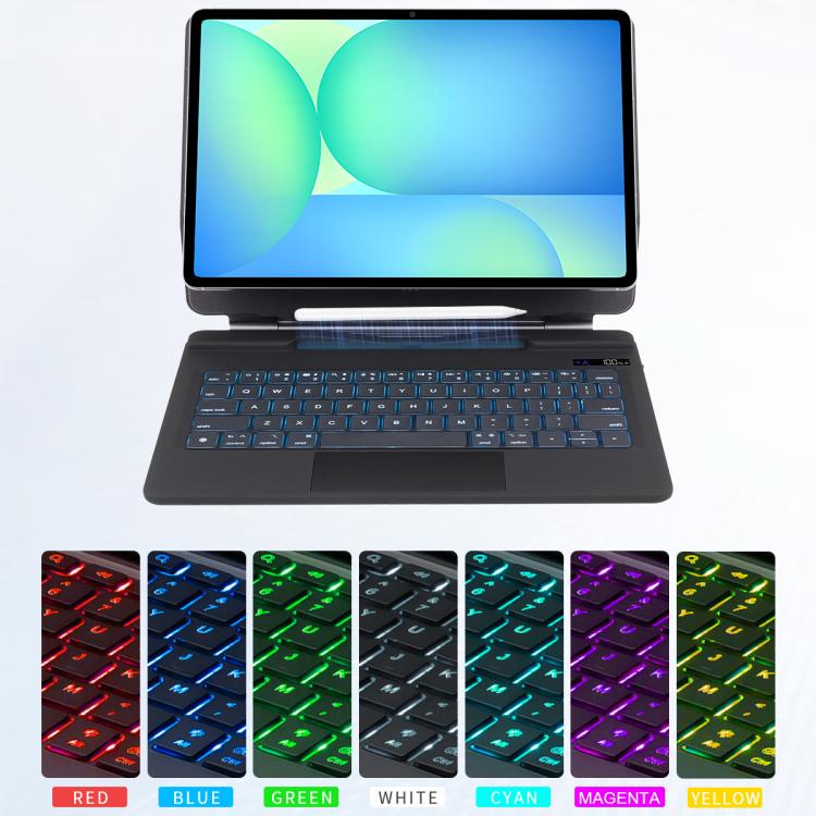 For Samsung Galaxy Tab S10 FE+ P820 Magnetic Bluetooth Keyboard Leather Tablet Case - Black