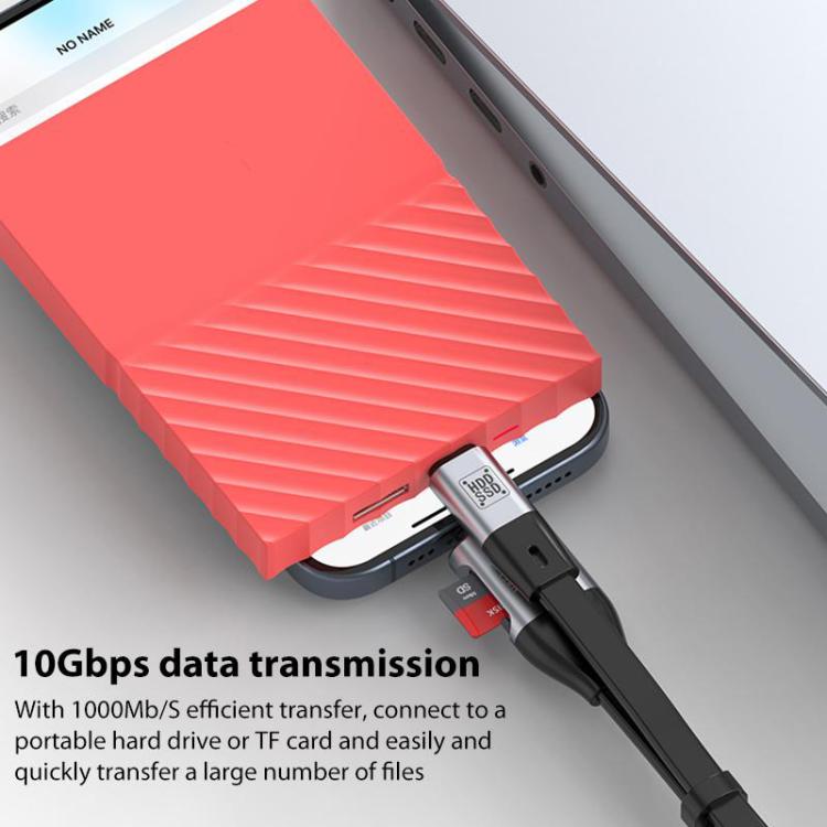 OTG Type-C to Type-C USB3.1 Gen2 High Speed Charging Cable with Card Reader, Length:20cm - Black