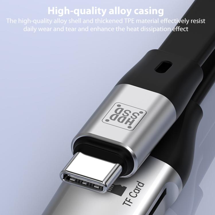OTG Type-C to Type-C USB3.1 Gen2 High Speed Charging Cable with Card Reader, Length:20cm - Black