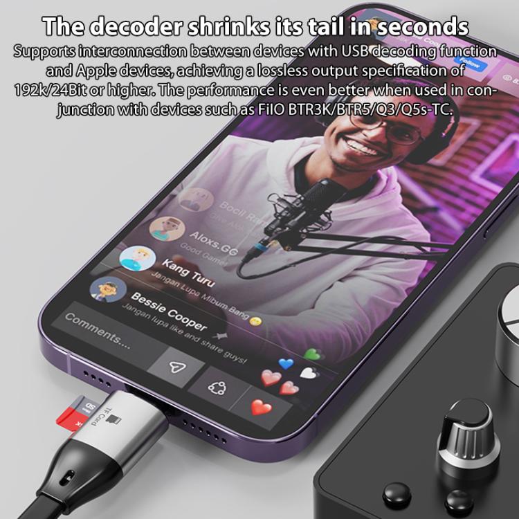 OTG Type-C to Type-C USB3.1 Gen2 High Speed Charging Cable with Card Reader, Length:20cm - Black