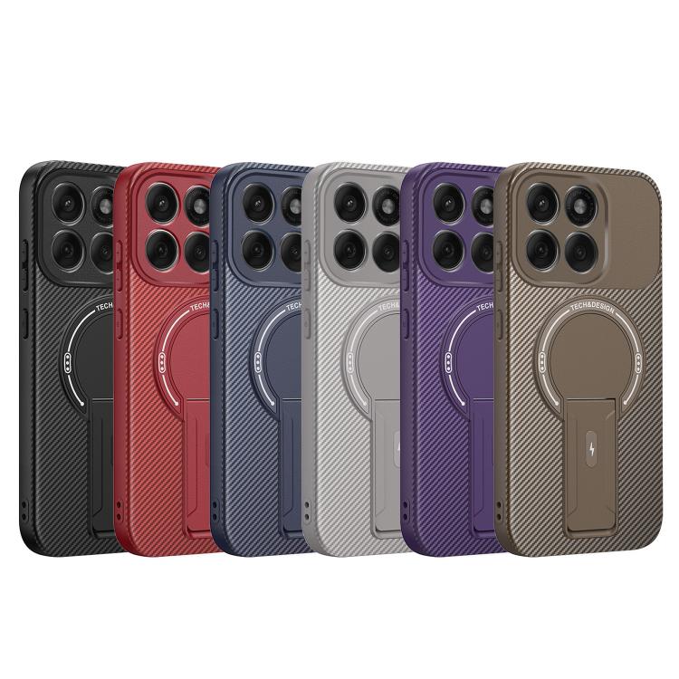 For Motorola Edge 60 Pro Carbon Fiber Texture MagSafe Phone Case with Holder